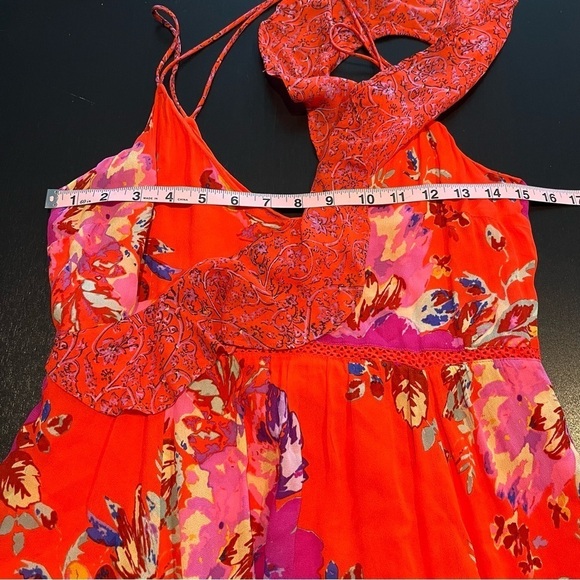 Anthropologie Maeve Grecia Ruffle Floral Asymmetrical Midi Dress Size 4 - Picture 10 of 11